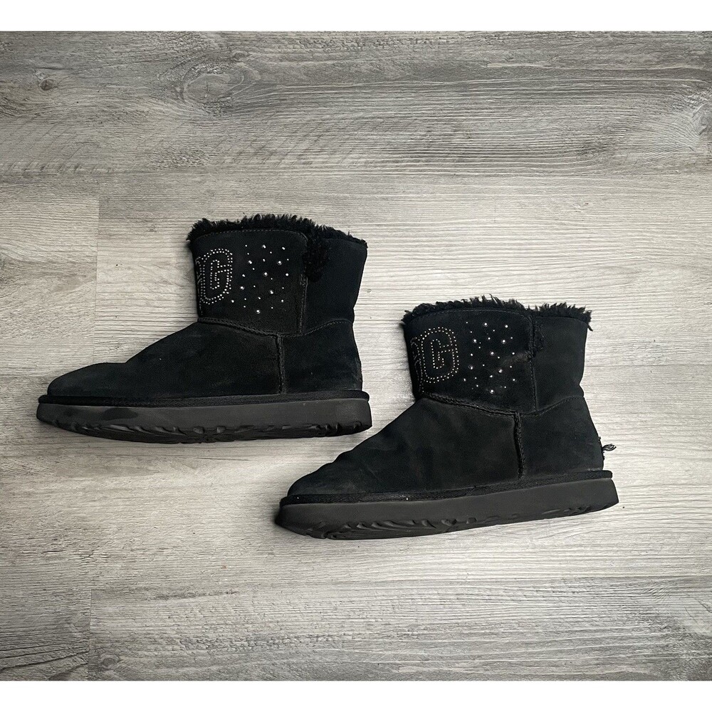 Ugg Australia Women's Classic Ugg Gem Mini Boot Size 7 Black 1125911 Suede